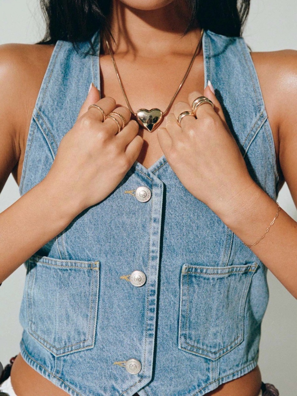 Princess Polly Light Blue Denim Top